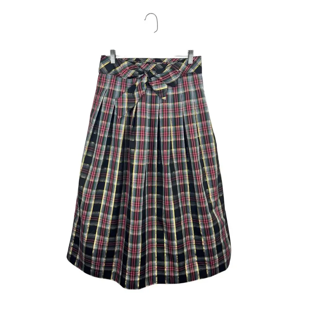 Talbots Metallic Plaid Taffeta Patio Skirt